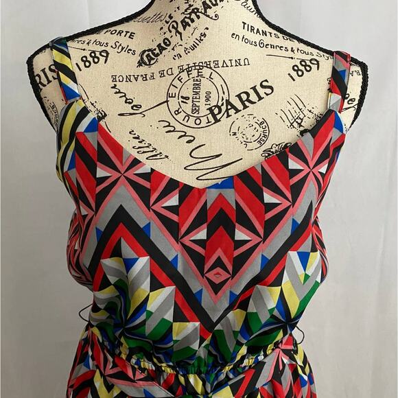 BeBop Multicolor Tribal Spaghetti Strap Summer Sun Dress Medium - Picture 2 of 9